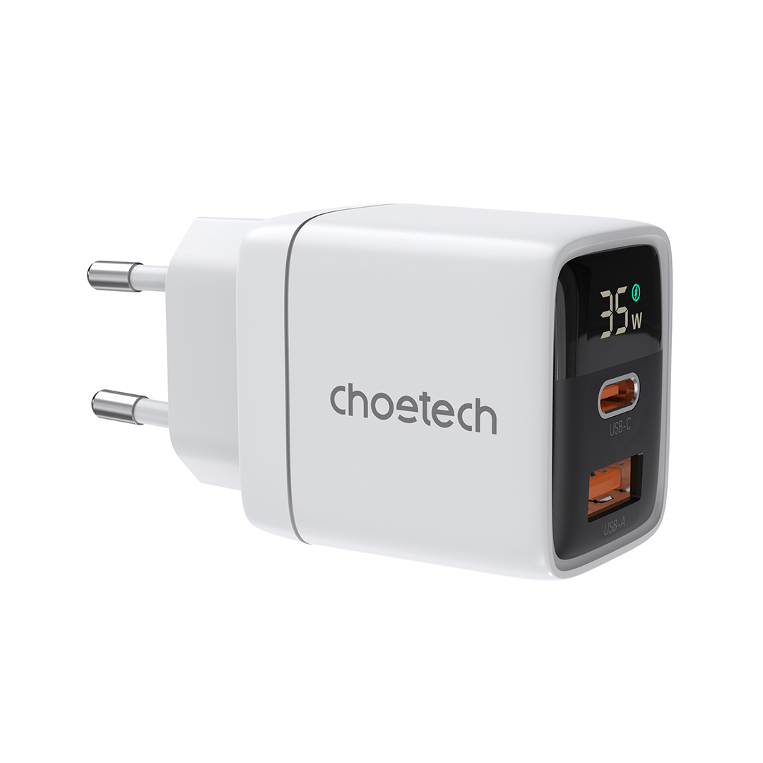 Мережевий зарядний пристрій Choetech PD6052 PD35W GAN A+C White купити в Україні