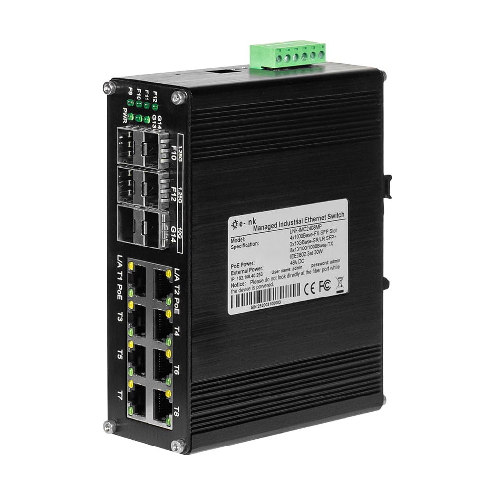 PoE-комутатор 14-портовий керований L2+ E-LINK ETH-IMC2408MP гігабітний з 8 портами PoE, 240W купити в Україні