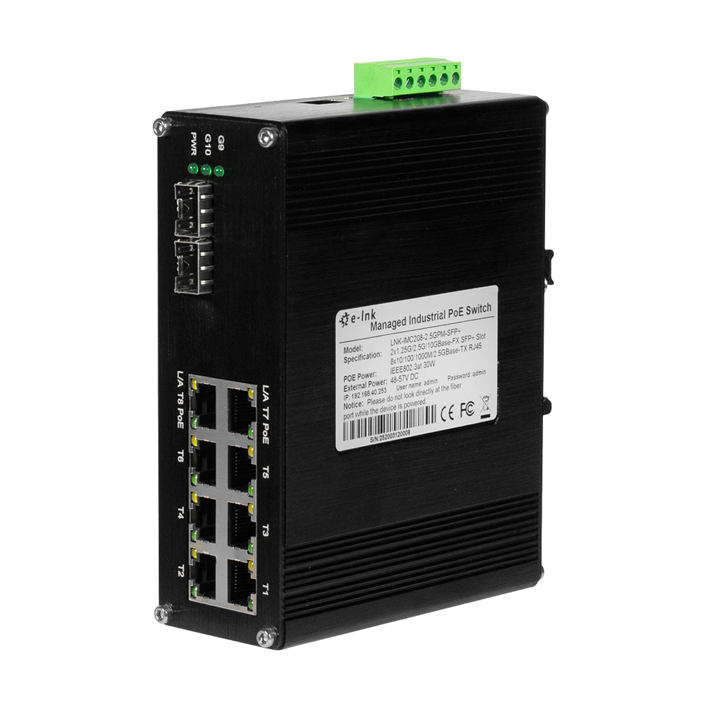 PoE-коммутатор 10-портовый управляемый L2+ E-LINK LNK-IMC208-2.5GPM-SFP+ 2.5G с 8 портами PoE, 240W купить в Украине