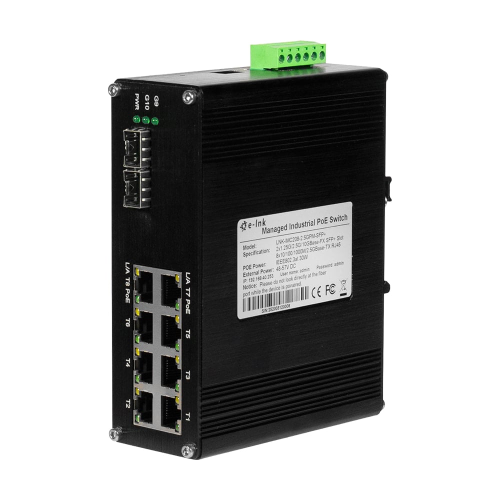 PoE-комутатор 10-портовий керований L2+ E-LINK LNK-IMC208-2.5GPM-SFP+ 2.5G з 8 портами PoE, 240W купити в Україні
