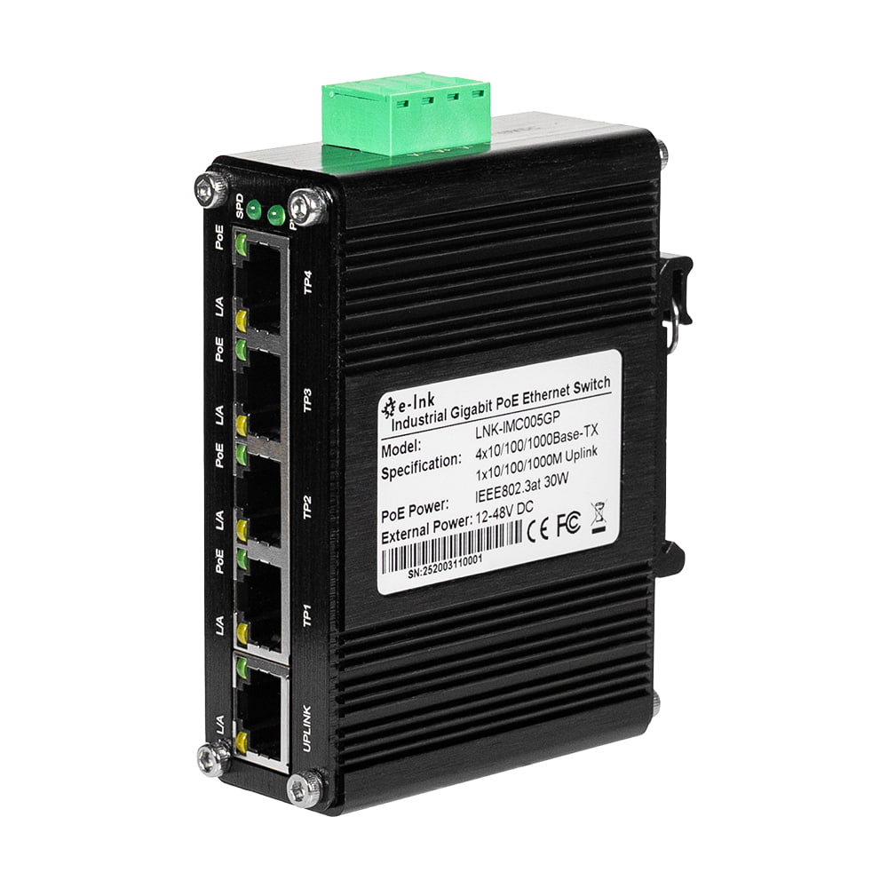PoE-коммутатор 5-портовый E-INK LNK-IMC005GP с 4 портами PoE купить в Украине