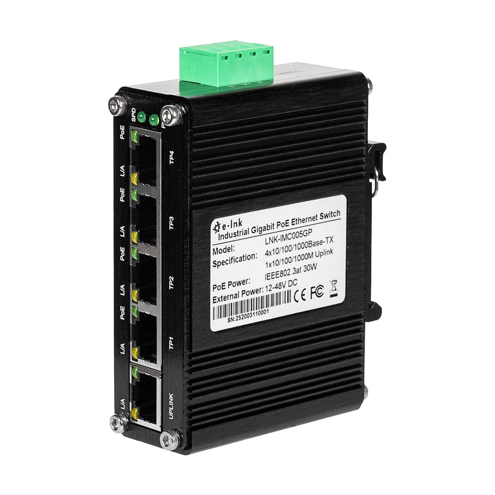 PoE-комутатор 5-портовий E-LINK LNK-IMC005GP з 4 портами PoE купити в Україні