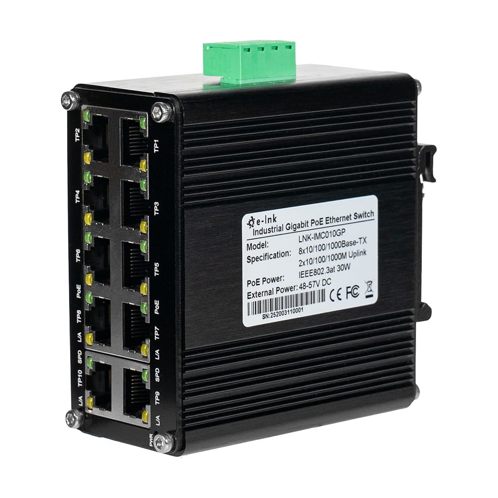 PoE-комутатор 10-портовий E-LINK LNK-IMC010GP з 8 портами PoE купити в Україні
