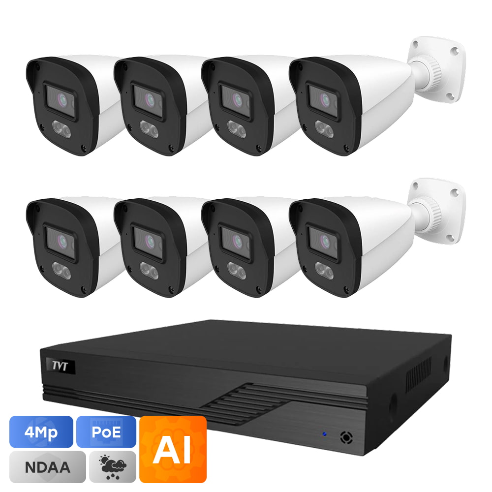 Комплект IP-видеонаблюдения на 8 камер TVT IP-Video Kit 8x4Mp (B) PoE: 8 цилиндрических 4Mp видеокамеры + 8-канальный 8Mp видеорегистратор купить в Украине