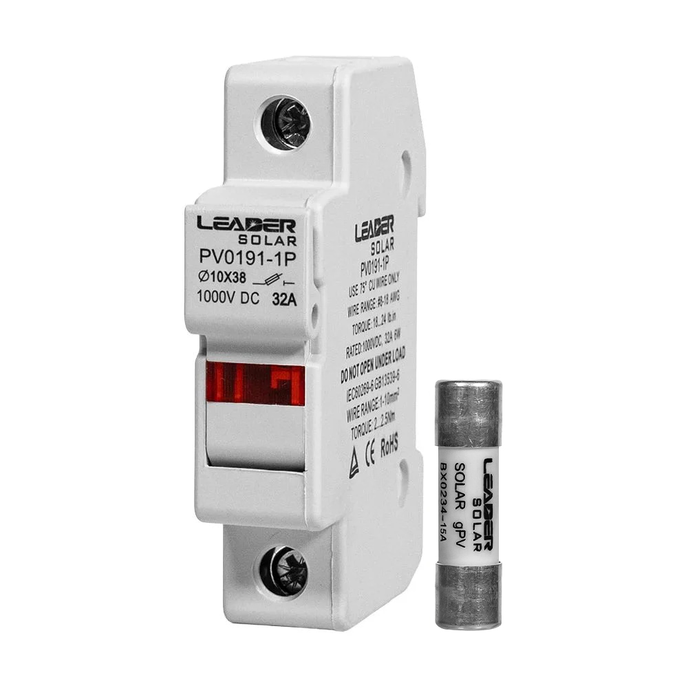Комплект разъединителя и предохранителя 1000V Leader 32A PV0191-1P и 15A BX0234 для солнечных панелей купить в Украине