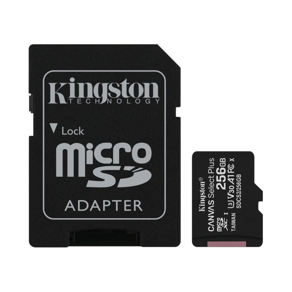 Карта пам’яті miсroSDXC 256GB Kingston TransFlash Memory Card з SD-адаптером class 10 A1 Canvas Select Plus (SDCS2/256GB) купити в Україні