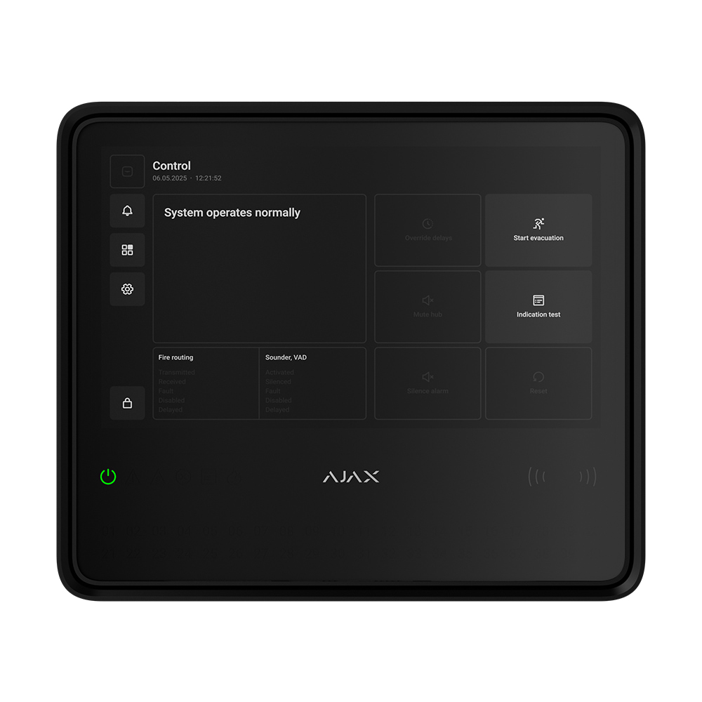 Беспроводной ППКП Ajax EN54 Fire Hub Jeweller Black с Wi-Fi, 2G/4G, Ethernet, поддержкой до 200 устройств и 40 пожарных зон купить в Украине