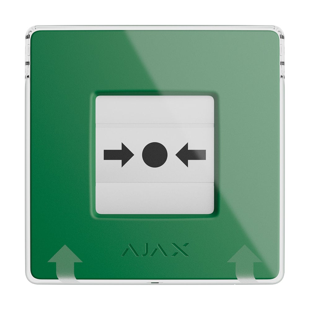 Бездротова кнопка для активації пожежної тривоги вручну Ajax ManualCallPoint Green Jeweller купити в Україні