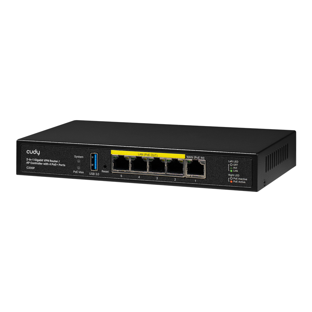 Контроллер точек доступа AP / гигабитный VPN-маршрутизатор Cudy C200P с 4 портами PoE+ купить в Украине