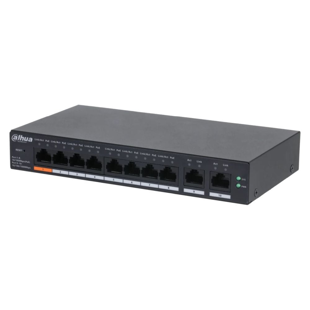 PoE-комутатор 10-портовий керований L2 Dahua DH-CS4010-8ET-60 з 8 портами PoE 60W купити в Україні