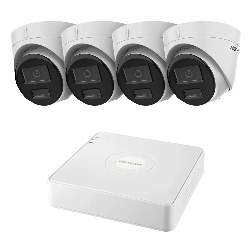 Комплект IP-видеонаблюдения на 4 камеры Hikvision IP-Video Kit 4x2Mp (T) Mic DualLight: 4 купольные 2Mp видеокамеры + 4-канальный 6Mp видеорегистратор купить в Украине