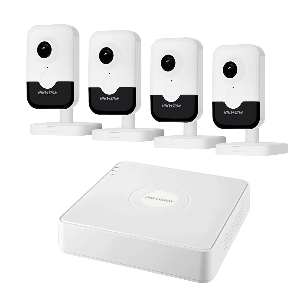 Комплект IP-відеонагляду на 4 камери Hikvision IP-Video Kit 4x4Mp (C) Mic WiFi: 4 внутрішні 4Mp Wi-Fi відеокамери + 4-канальний 6Mp відеореєстратор купити в Україні