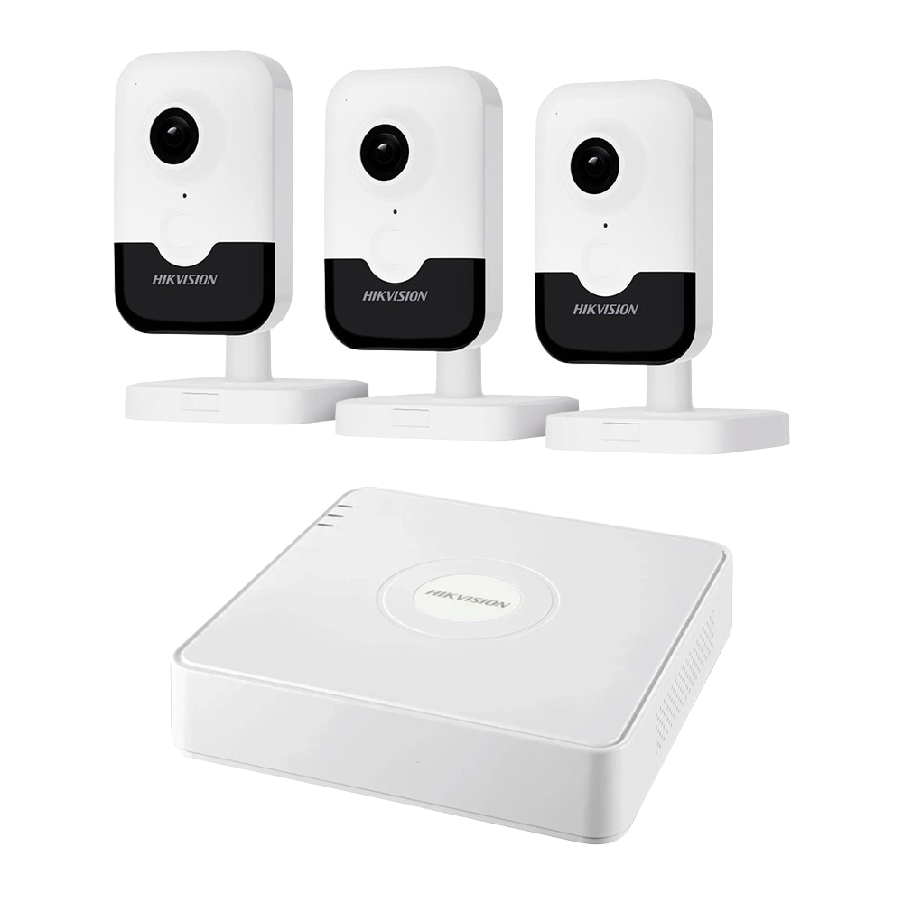 Комплект IP-відеонагляду на 3 камери Hikvision IP-Video Kit 3x4Mp (C) Mic WiFi: 3 внутрішні 4Mp Wi-Fi відеокамери + 4-канальний 6Mp відеореєстратор купити в Україні