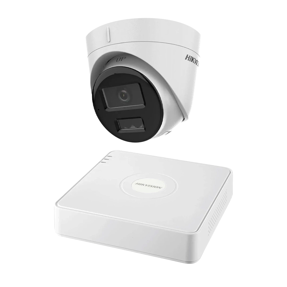Комплект IP-відеонагляду на 1 камеру Hikvision IP-Video Kit 1x2Mp (T) Mic DualLight: 1 купольна 2Mp відеокамера + 4-канальний 6Mp відеореєстратор купити в Україні