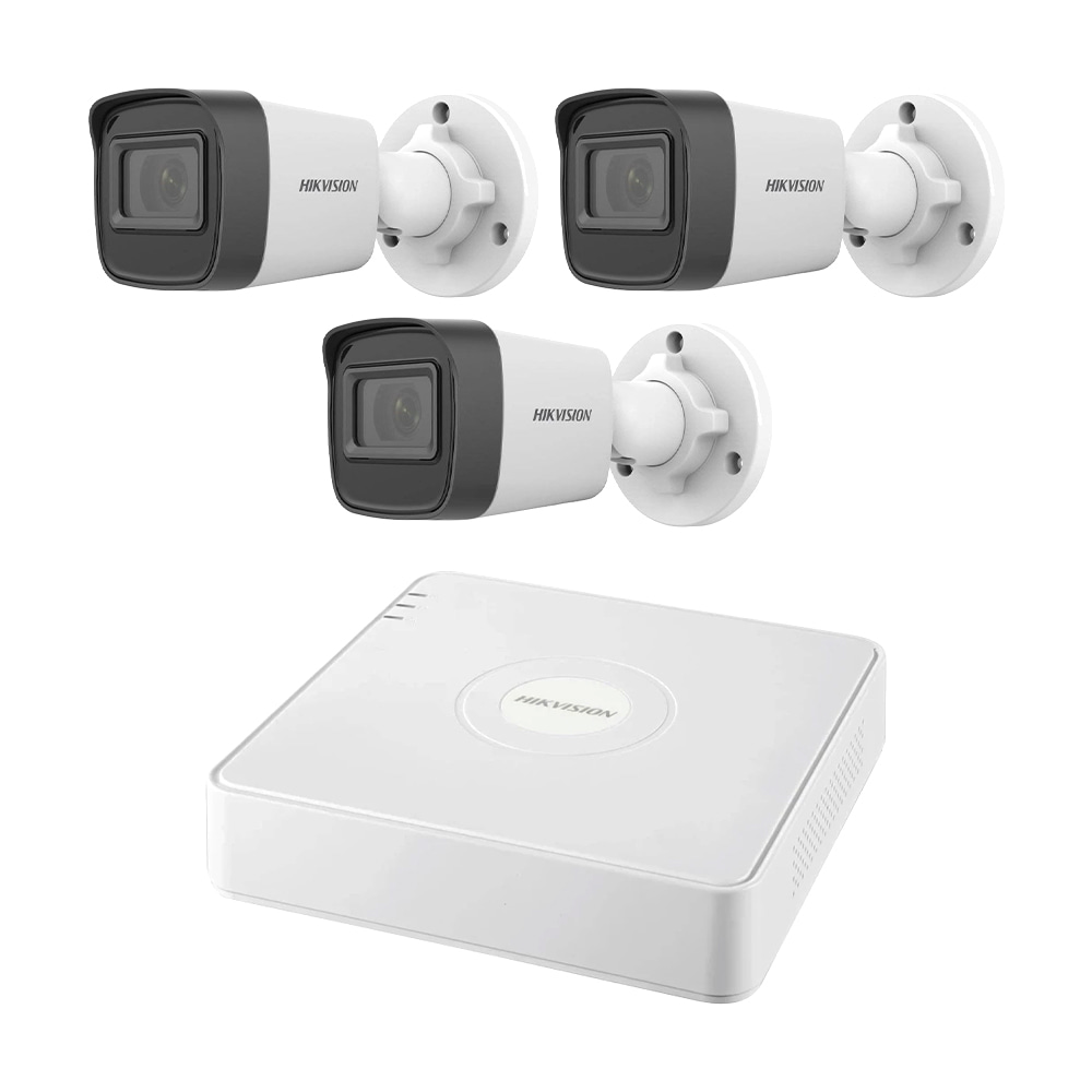 Комплект IP-відеонагляду на 3 камери Hikvision IP-Video Kit 3x2Mp (B): 3 циліндричні 2Mp відеокамери + 4-канальний 6Mp відеореєстратор купити в Україні