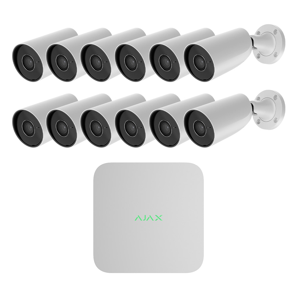 Комплект IP-відеонагляду на 12 камер Ajax IP-Video Kit 12x5Mp/2.8mm (BW): 12 циліндричних 5Mp відеокамер + 16-канальний 8Mp відеореєстратор купити в Україні