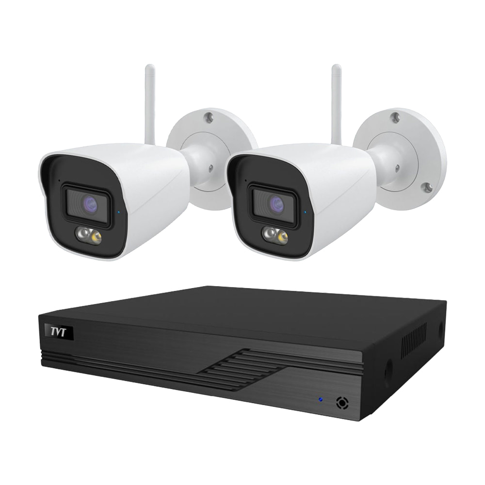 Комплект IP-відеонагляду на 2 камери TVT IP-Video Kit 2x5Mp (B) WiFi: 2 циліндричні 5Mp WiFi відеокамери + 4-канальний 8Mp відеореєстратор купити в Україні