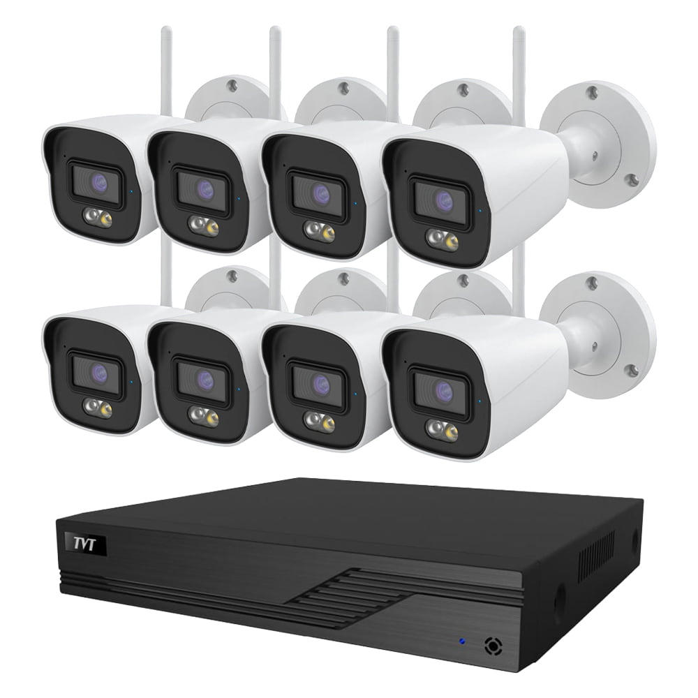 Комплект IP-відеонагляду на 8 камер TVT IP-Video Kit 8x5Mp (B) WiFi: 8 циліндричних 5Mp WiFi відеокамер + 8-канальний 8Mp відеореєстратор купити в Україні