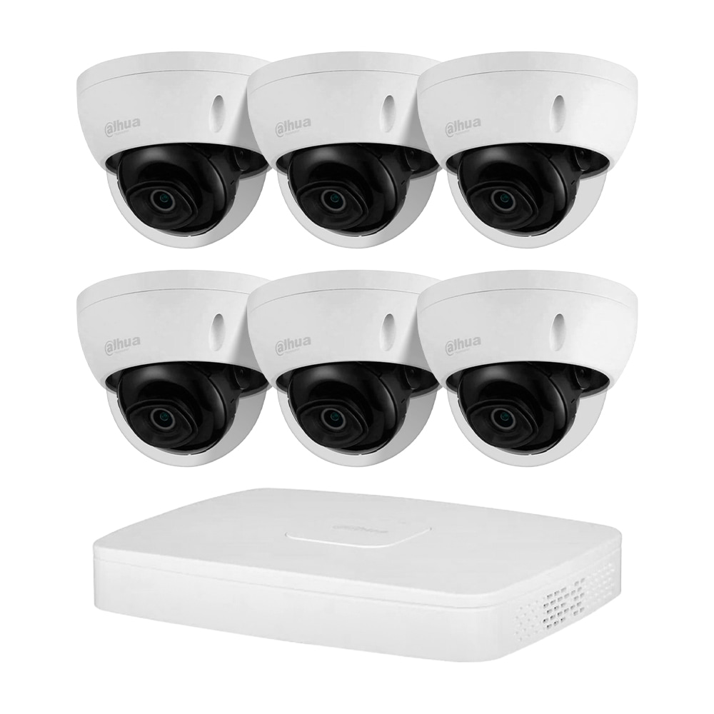 Комплект відеонагляду на 6 камер Dahua XVR-Video Kit 6x4Mp (D): 6 купольних 4Mp IP-відеокамер + 5Mp XVR-відеореєстратор 4+2 IP канали купити в Україні