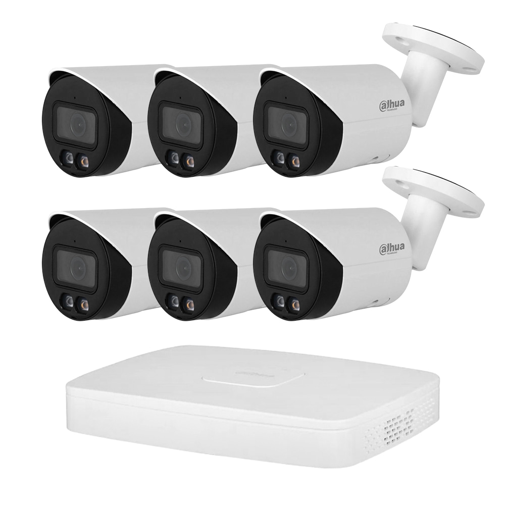 Комплект відеонагляду на 6 камер Dahua XVR-Video Kit 6x4Mp (B): 6 циліндричних 4Mp IP-відеокамер + 5Mp XVR-відеореєстратор 4+2 IP канали купити в Україні