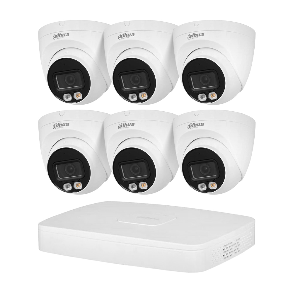 Комплект відеонагляду на 6 камер Dahua XVR-Video Kit 6x4Mp (T): 6 купольних 4Mp IP-відеокамер + 5Mp XVR-відеореєстратор 4+2 IP канали купити в Україні