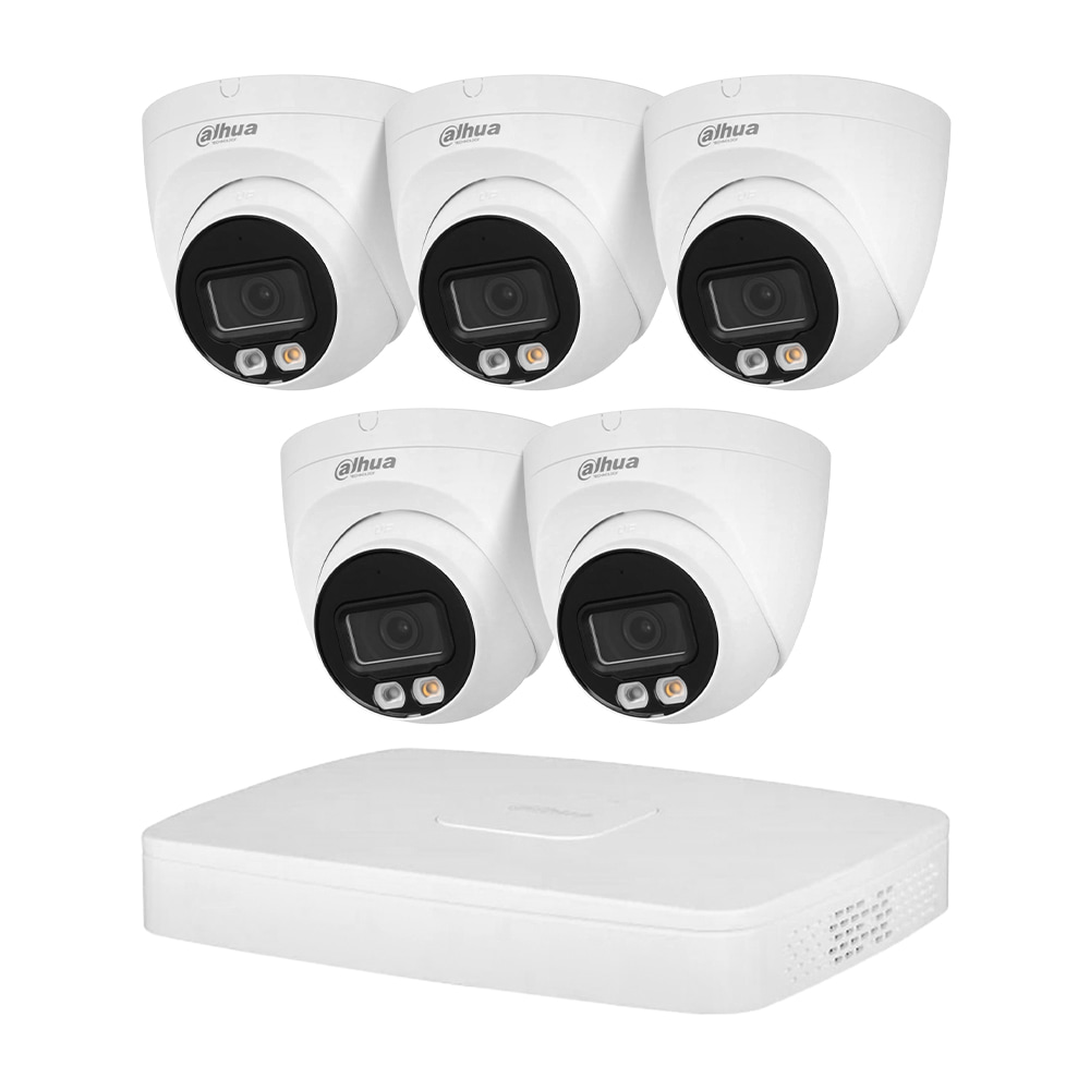 Комплект відеонагляду на 5 камер Dahua XVR-Video Kit 5x4Mp (T): 5 купольних 4Mp IP-відеокамер + 5Mp XVR-відеореєстратор 4+2 IP канали купити в Україні