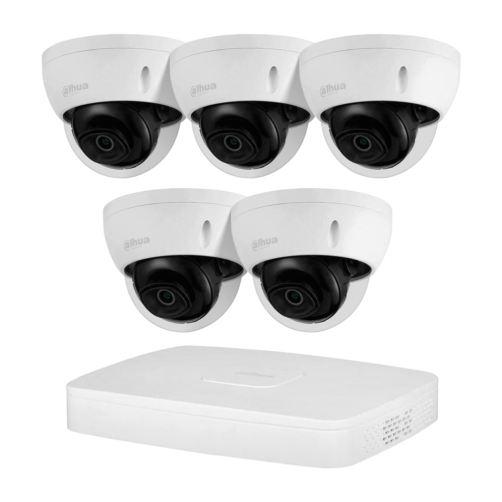 Комплект видеонаблюдения на 5 камер Dahua XVR-Video Kit 5x4Mp (D): 5 купольных 4Mp IP-видеокамер + 5Mp XVR-видеорегистратор 4+2 IP канала купить в Украине