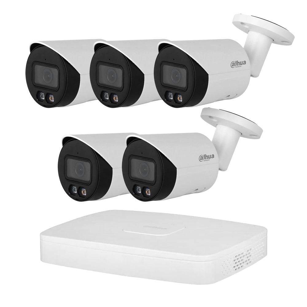 Комплект відеонагляду на 5 камер Dahua XVR-Video Kit 5x4Mp (B): 5 циліндричних 4Mp IP-відеокамер + 5Mp XVR-відеореєстратор 4+2 IP канали купити в Україні