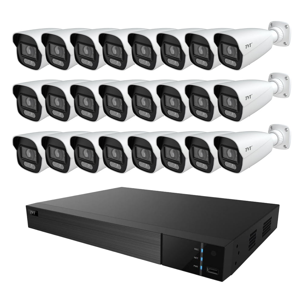 Комплект IP-видеонаблюдения на 24 камеры TVT IP-Video Kit 24x6Mp (B): 24 цилиндрических 6Mp видеокамеры + 32-канальный 12Mp видеорегистратор купить в Украине