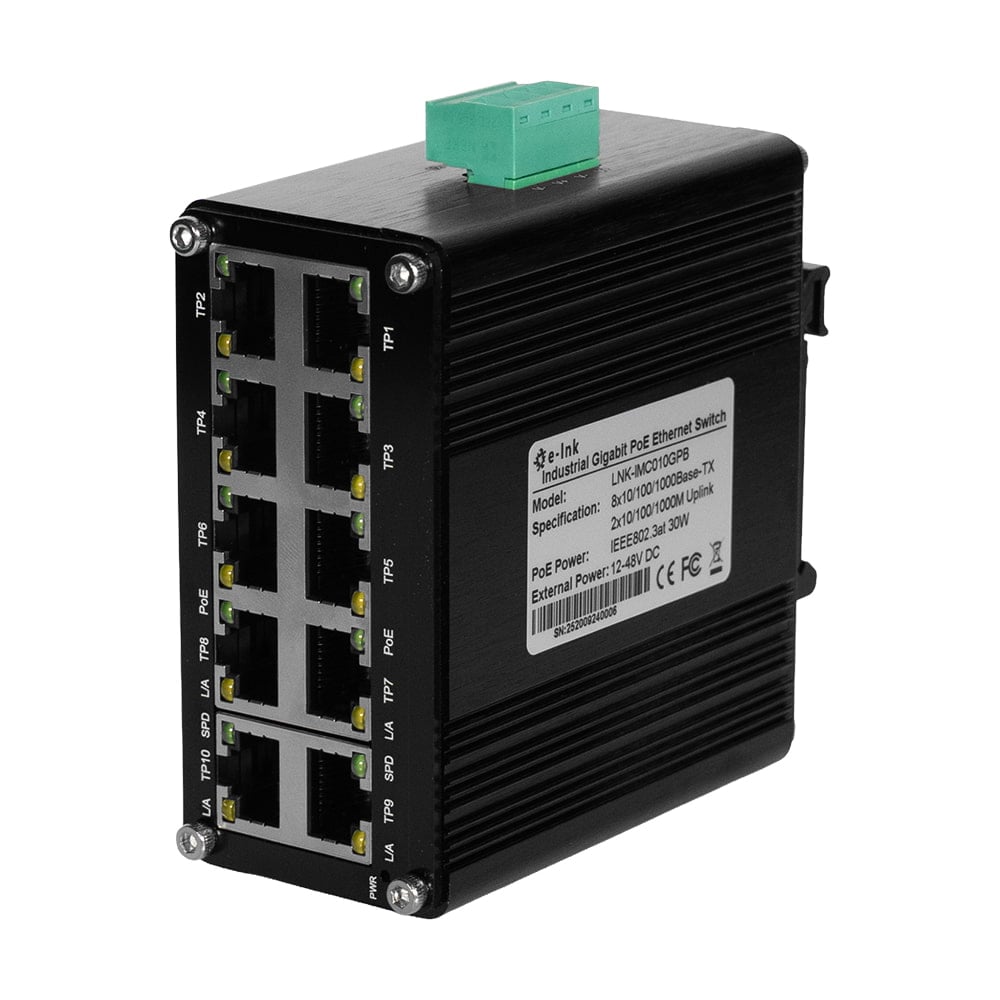 PoE-комутатор 10-портовий E-LINK LNK-IMC010GPB з 8 портами PoE купити в Україні