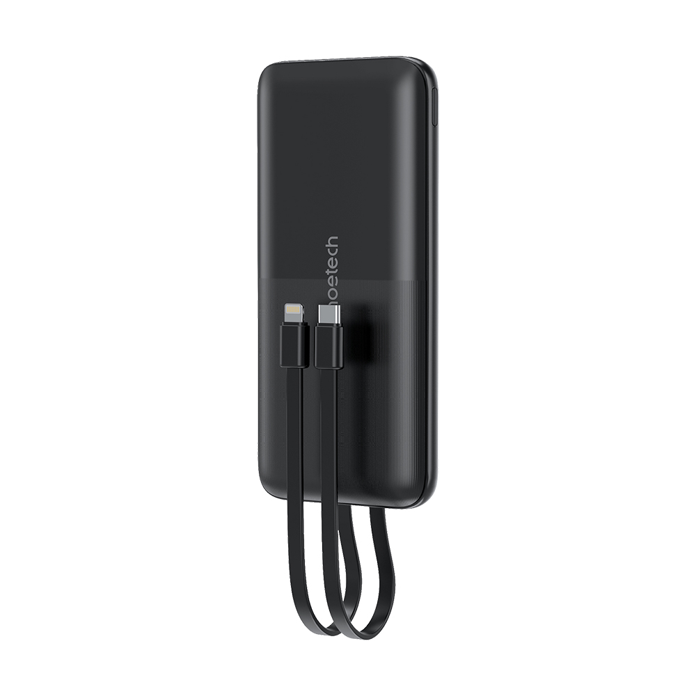 Повербанк 10000mAh Choetech B654 Black 22.5W QC3.0 PD3.0 вбудовані кабелі Type-C та Lightning купити в Україні