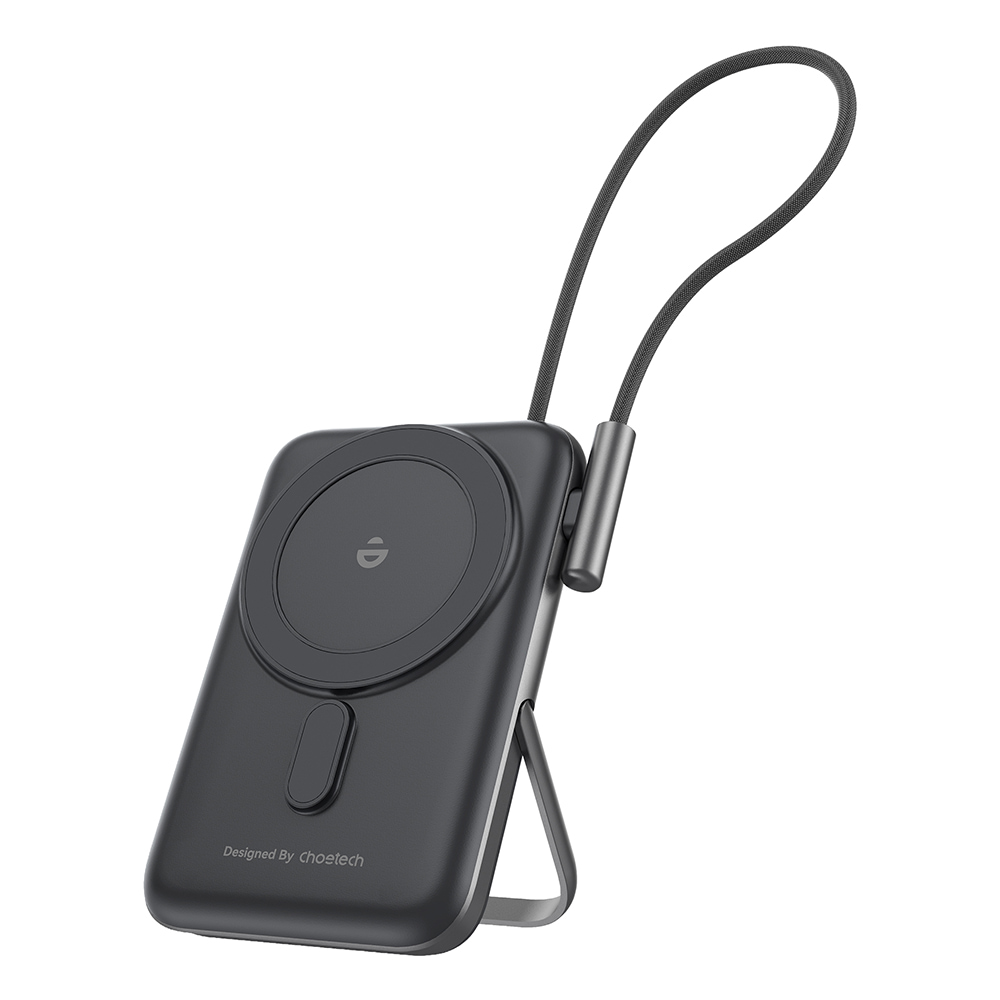 Повербанк 10000mAh Choetech B735 Black QC3.0 PD3.0 беспроводная магнитная зарядка, встроенный кабель, подставка купить в Украине