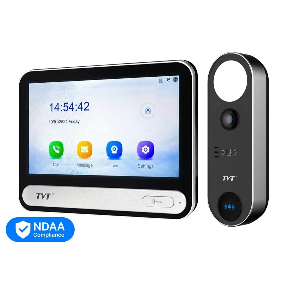 Комплект IP-відеодомофона з WiFi TVT TE-KT6101-001 Black: відеодомофон 7" TD-E2137-PE/TP/WF, відеопанель 2Mp TD-E3110-IC/PE/WF, кутовий кронштейн, монтажна коробка з козирком купити в Україні