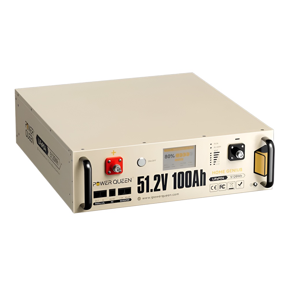 Акумуляторна батарея літій-залізо-фосфатна LiFePO4 51.2В 5120Вт*год Power Queen P51.2V100-100-COM-16-S3U монтаж в стійку 19" купити в Україні