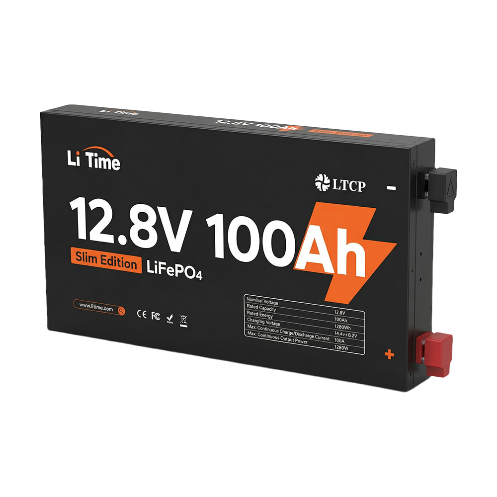 Акумуляторна батарея літій-залізо-фосфатна 12.8В 100А*год LiFePO4 LiTime Slim 12V100-100-SLIM-LTCP-4-SE100 ультратонка купити в Україні