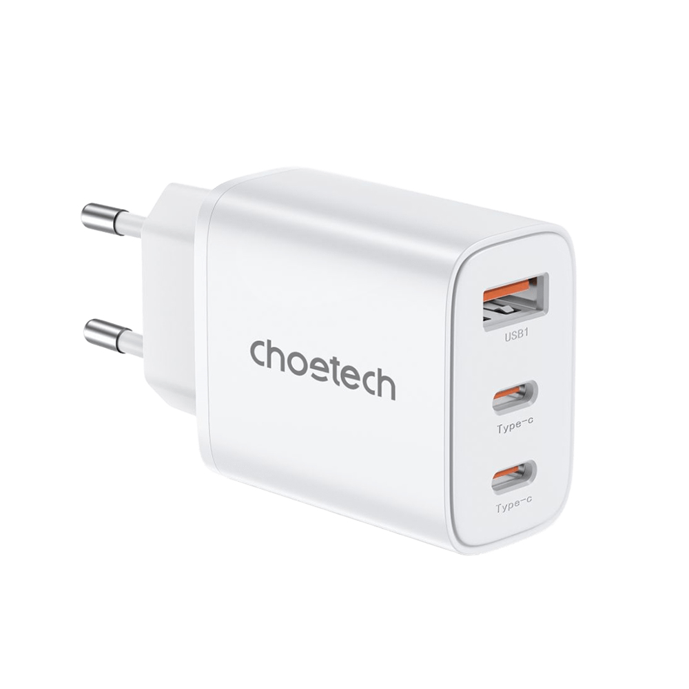Мережевий зарядний пристрій Choetech PD3046 PD30W GAN USB-A+2xUSB-C White купити в Україні