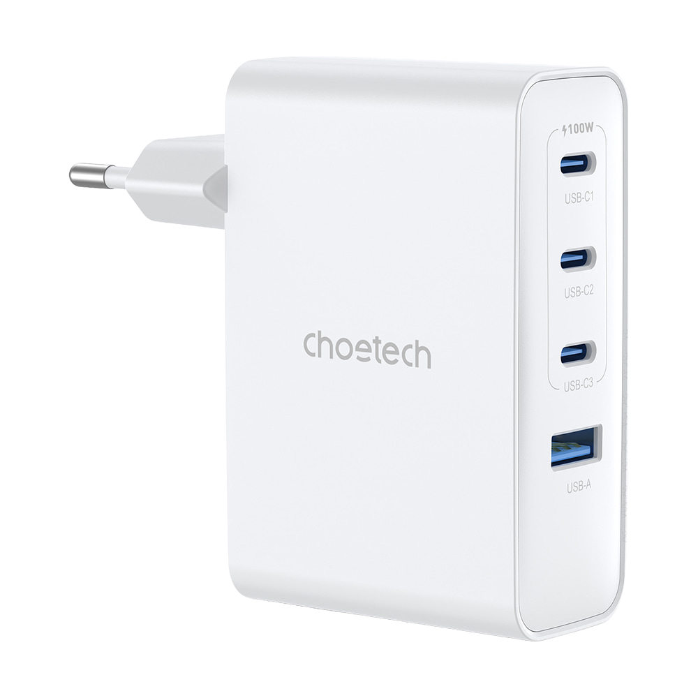 Мережевий зарядний пристрій Choetech PD9002 PD100W GAN USB-A+3xUSB-C White купити в Україні