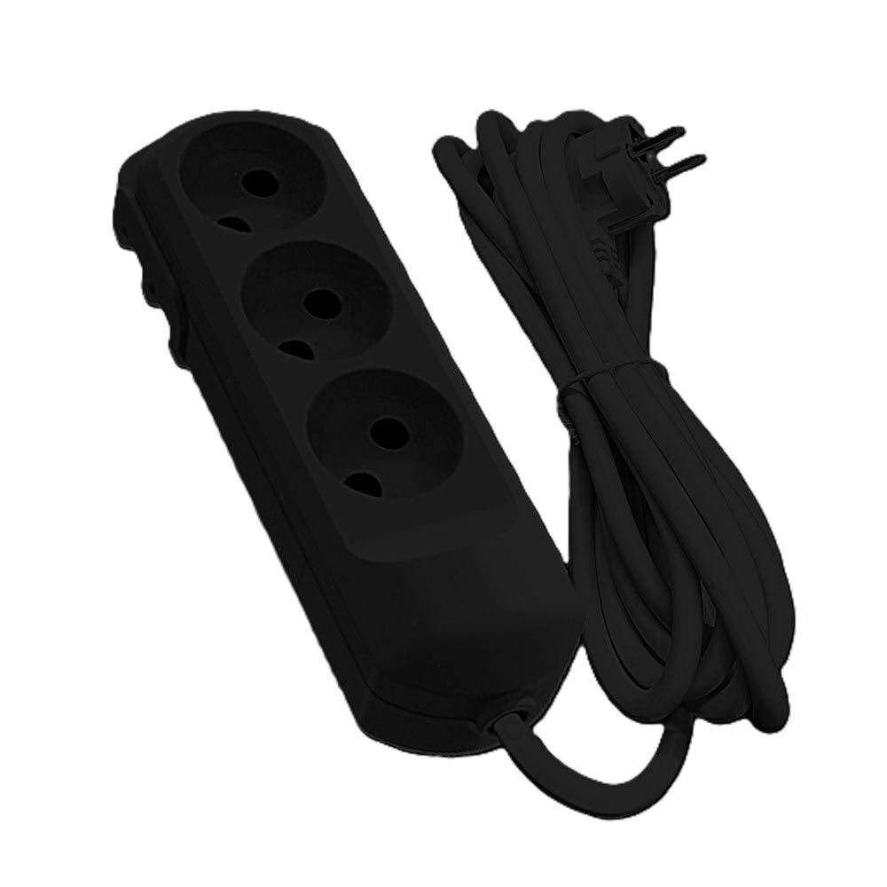 Подовжувач 3 гнізда на 5 метрів без заземлення чорний Neomax 3/5м купити в Україні