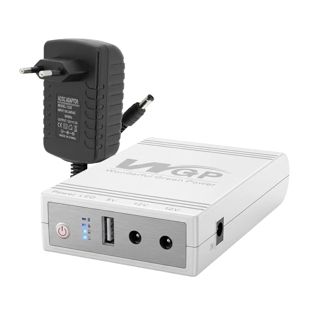 Комплект Mini UPS с блоком питания: источник бесперебойного питания Mini UPS WGP UPS103C 16000mAh 5V/12V/12V, Li-ion 4*4Ah, Li-ion 4*4Ah, для роутера и оптического терминала, а также блок питания SPF-1202B 12V/2A (24W) купить в Украине