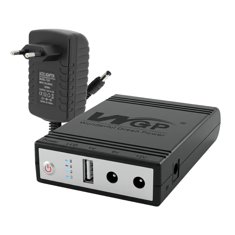 Комплект Mini UPS с блоком питания: источник бесперебойного питания Mini UPS WGP UPS1032 Black 10400mAh 5V/9V/12V, Li-ion 4*2.6Ah, для роутера и оптического терминала и блок питания SPF-1202B 12V/2A (24W) купить в Украине