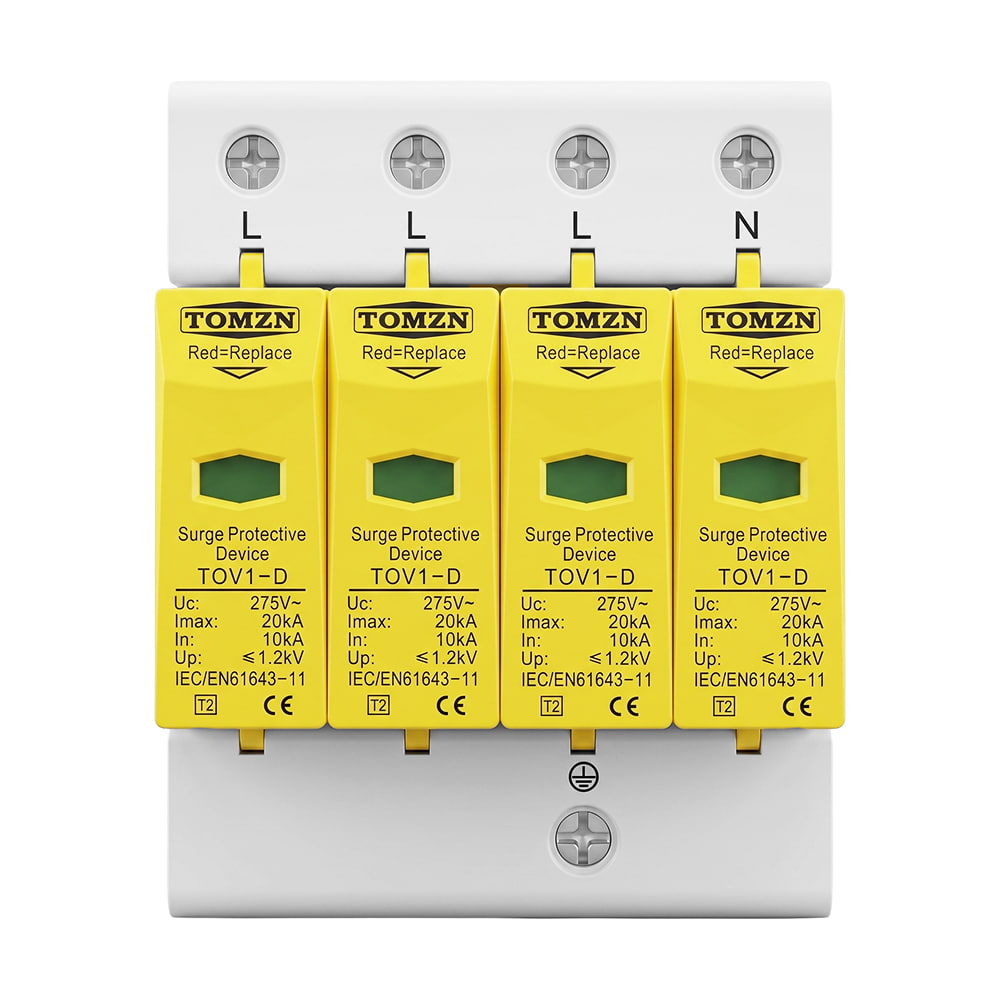 Обмежувач напруги TOMZN TOV1-20/4P 275V AC 10-20kA під DIN-рейку 4 полюси купити в Україні