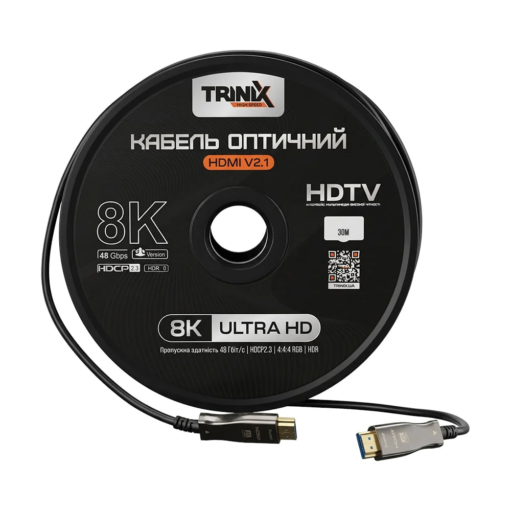 Кабель HDMI V2.1 оптичний 30м Trinix (AOC-HDMI8k-30m) купити в Україні