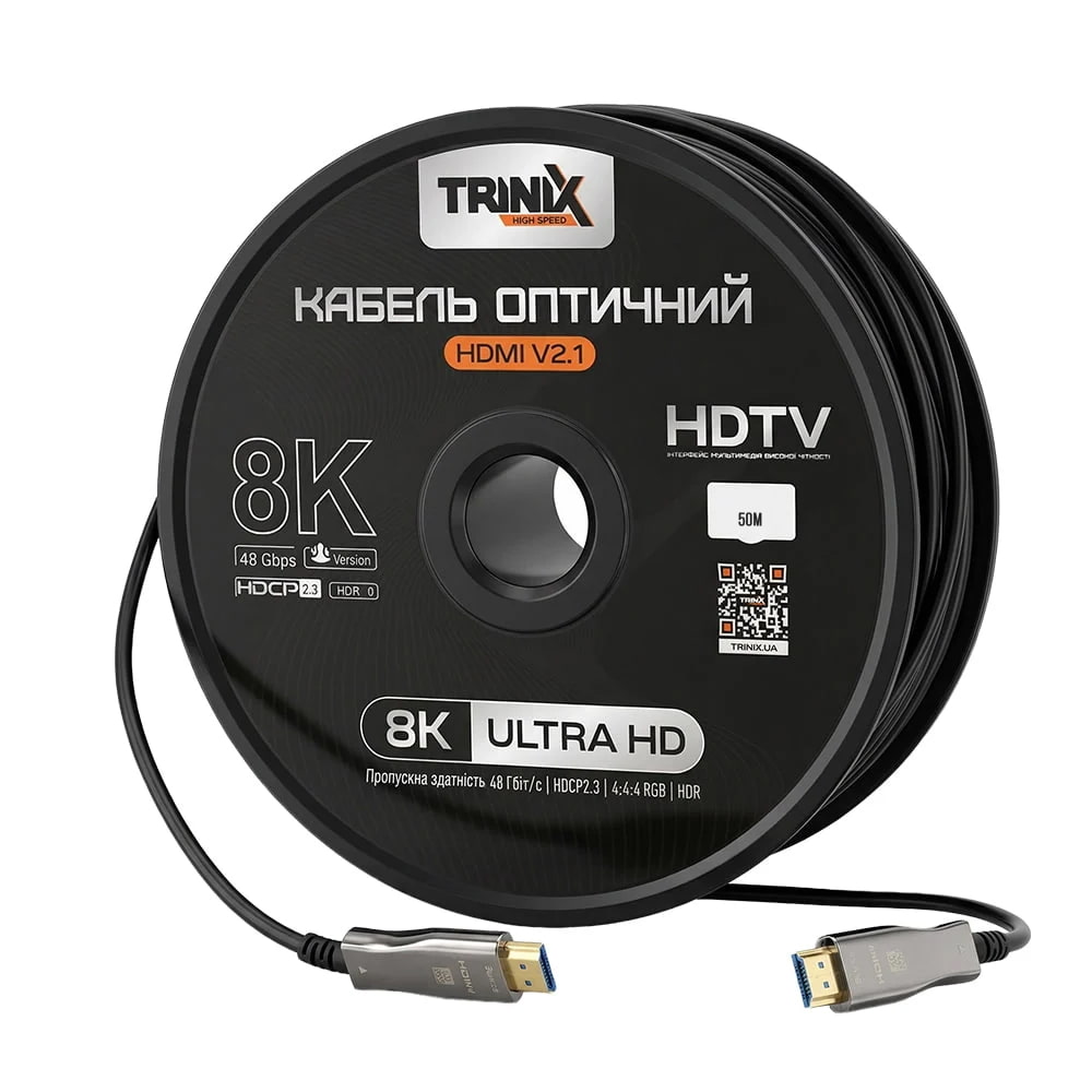 Кабель HDMI V2.1 оптичний 50м Trinix (AOC-HDMI8k-50m) купити в Україні