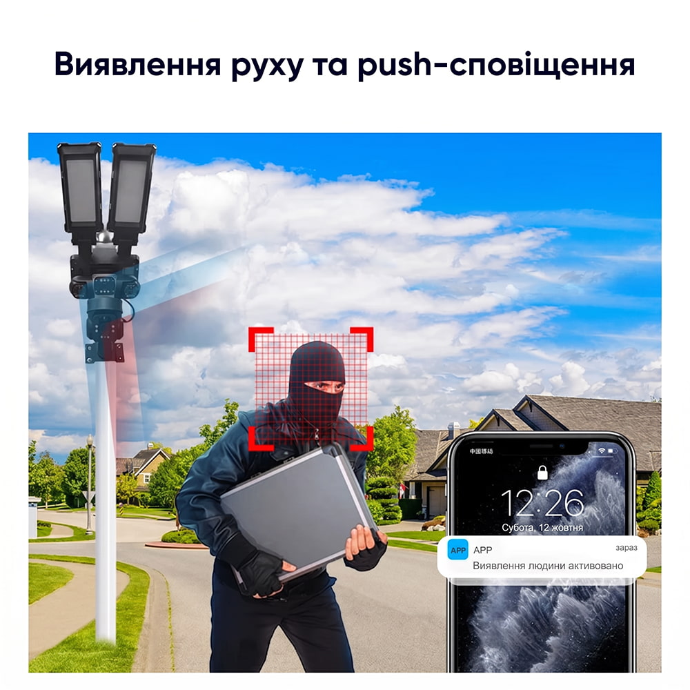 IP PTZ-видеокамера автономная с 4G, прожектором и солнечной панелью 3Mp+3Mp+3Mp Light Vision VLC-1223IGL/3C (Lamp+Solar) f=4mm, на аккумуляторных батареях купить в Украине