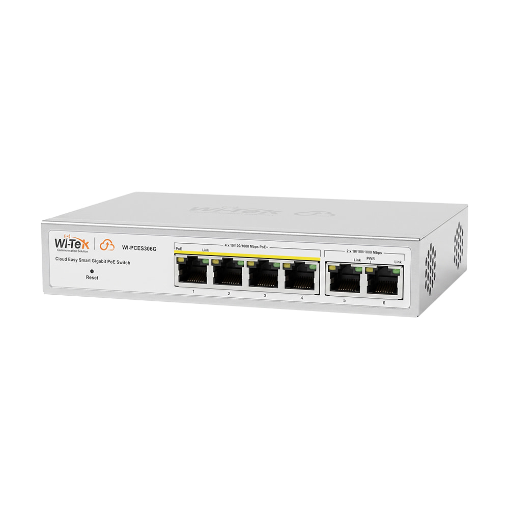 PoE-комутатор 6-портовий керований Wi-Tek WI-PCES306G V2 гігабітний, 4x1000Mbps PoE+, 2x1000Mbps Uplink, 60W, Cloud, ONVIF купити в Україні