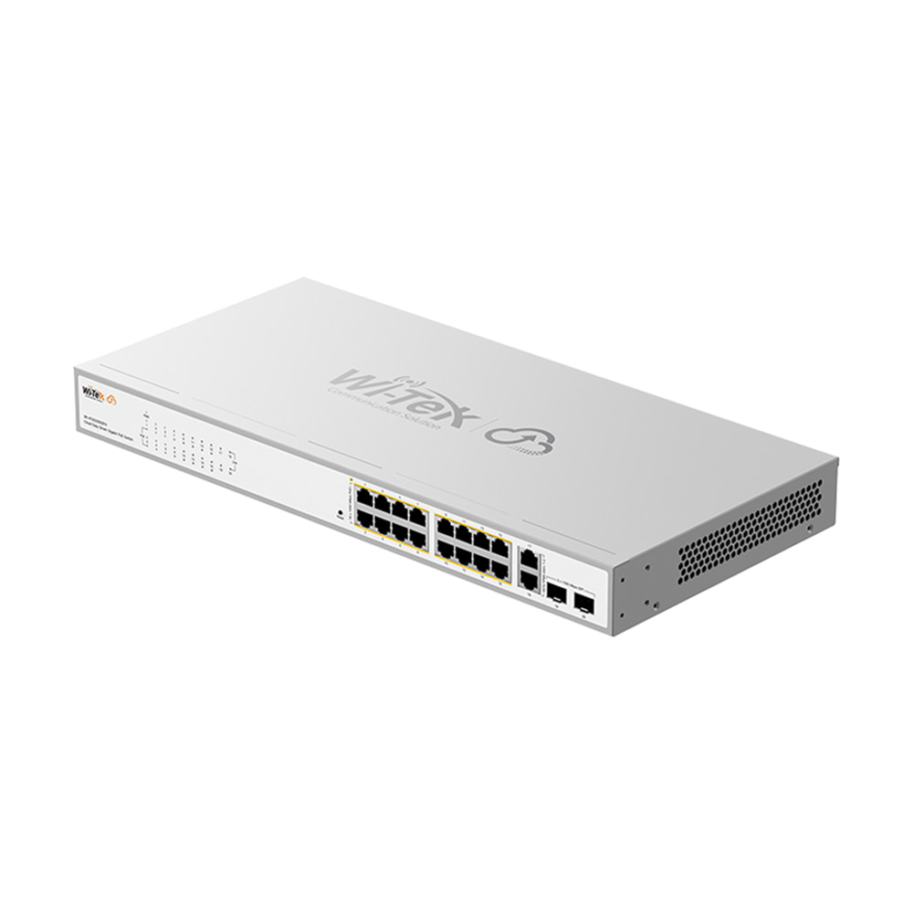 PoE-комутатор 20-портовий керований Wi-Tek WI-PCES320GFH гігабітний 16x1000Mbps PoE+, 2x1000Mbps Uplink, 2xSFP, 130W, Cloud, ONVIF купити в Україні