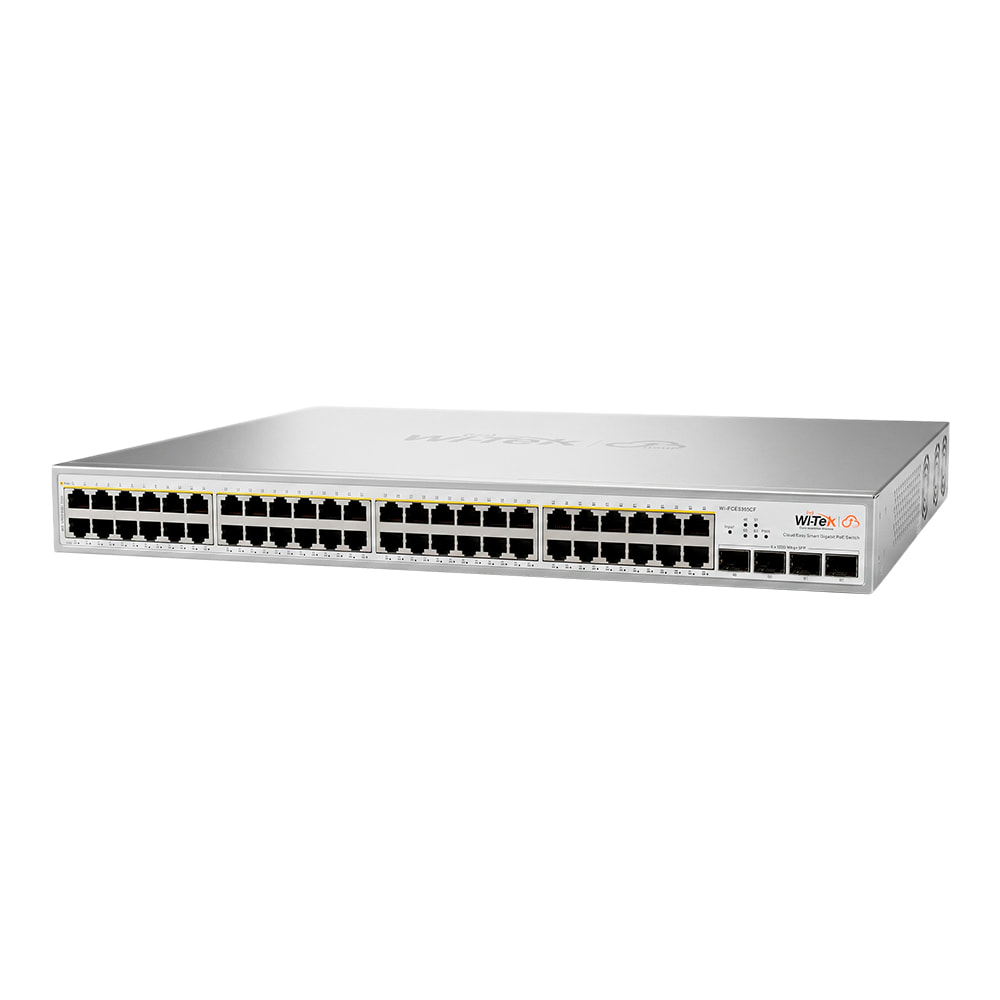 PoE-комутатор 52-портовий керований Wi-Tek WI-PCES352GF гігабітний 48x1000Mbps PoE+, 4xSFP, 370W, Cloud, ONVIF купити в Україні