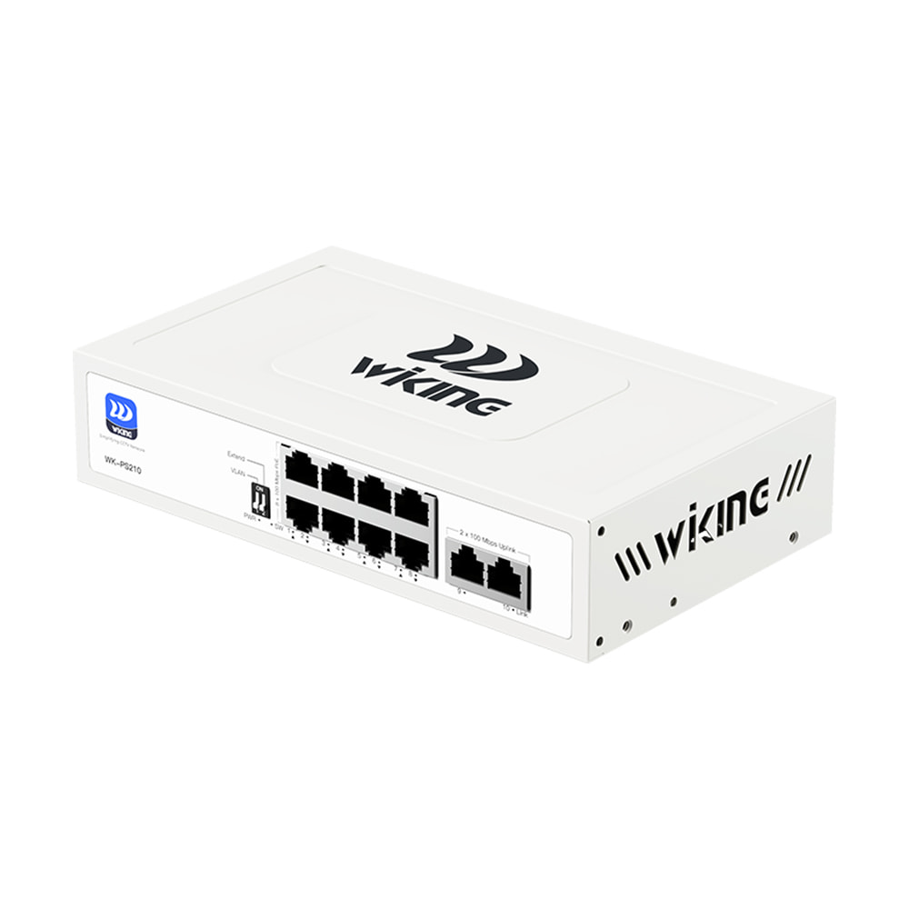 PoE-коммутатор 10-портовый неуправляемый Wiking WK-PS210 V2, 8x100Mbps PoE, 2x100Mbps Uplink, 76W купить в Украине