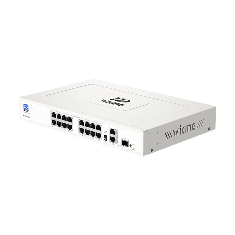 PoE-комутатор 19-портовий некерований Wiking WK-PS219GF, 16x100Mbps PoE, 2x1000Mbps Uplink, 1x1000Mbps SFP, 180W купити в Україні