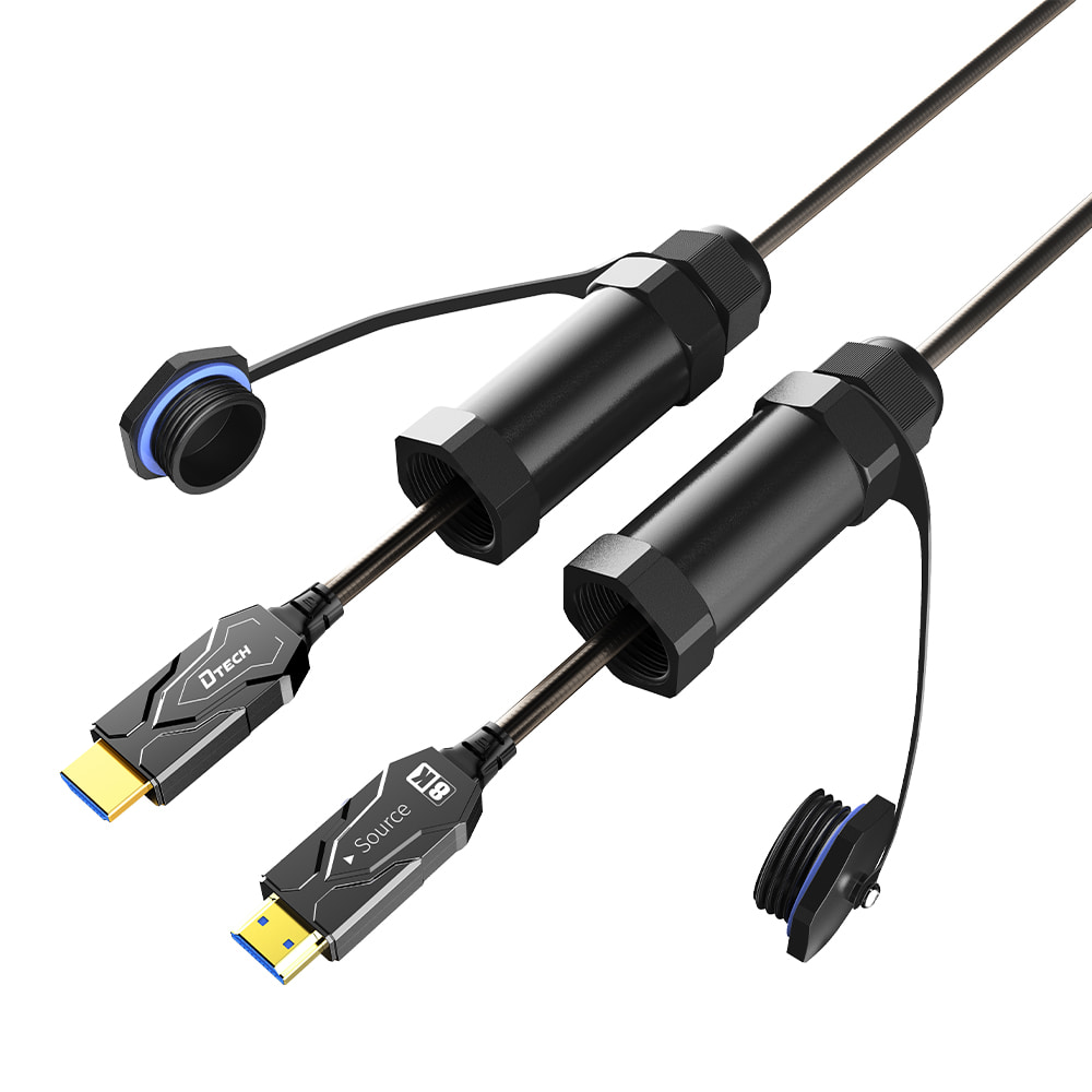 Кабель оптический армированный HDMI 2.1V 100m Dtech DT-HF8100BKJ влагозащищенный купить в Украине